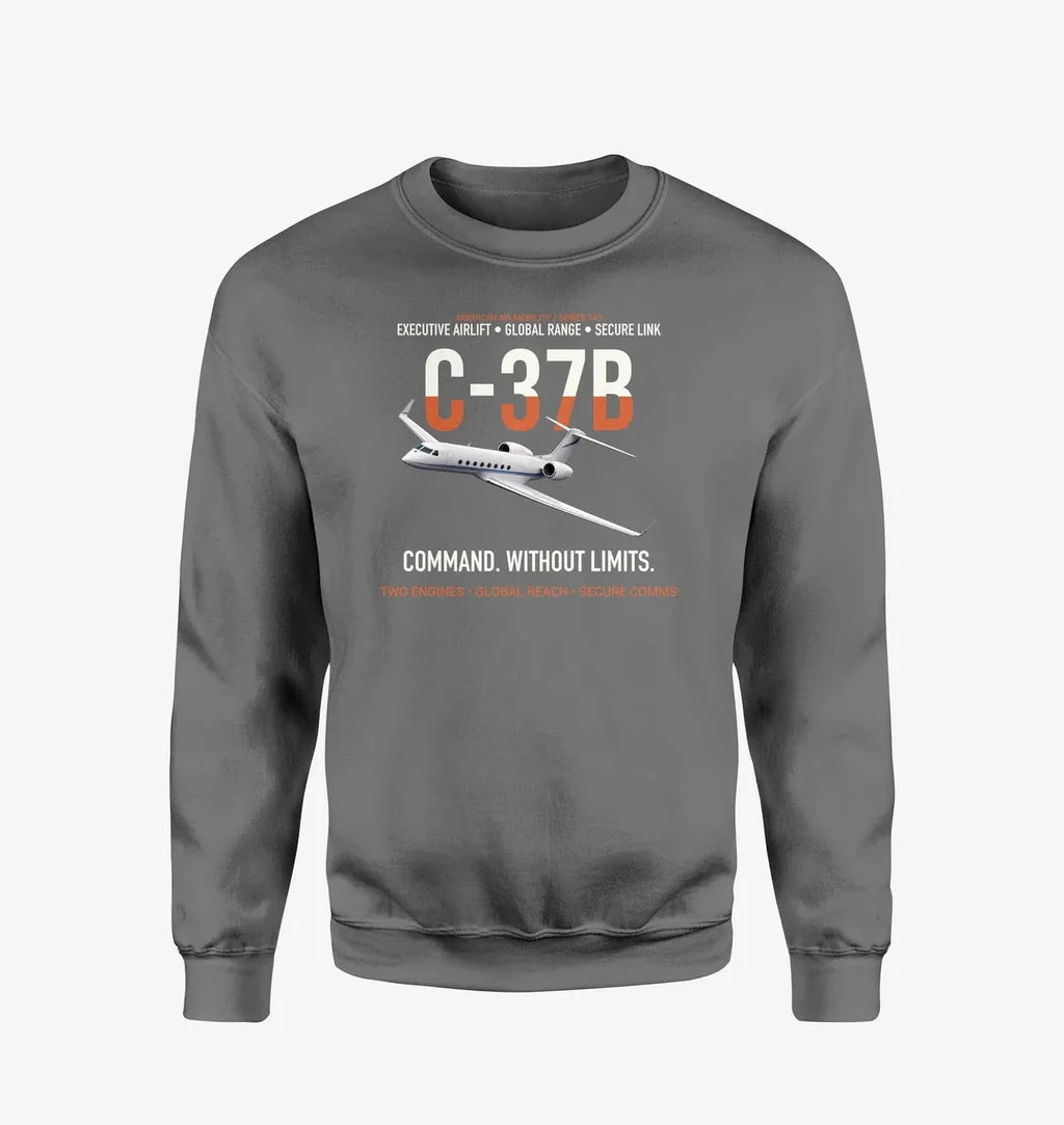C-37B Global Command Link design on gray sweatshirt