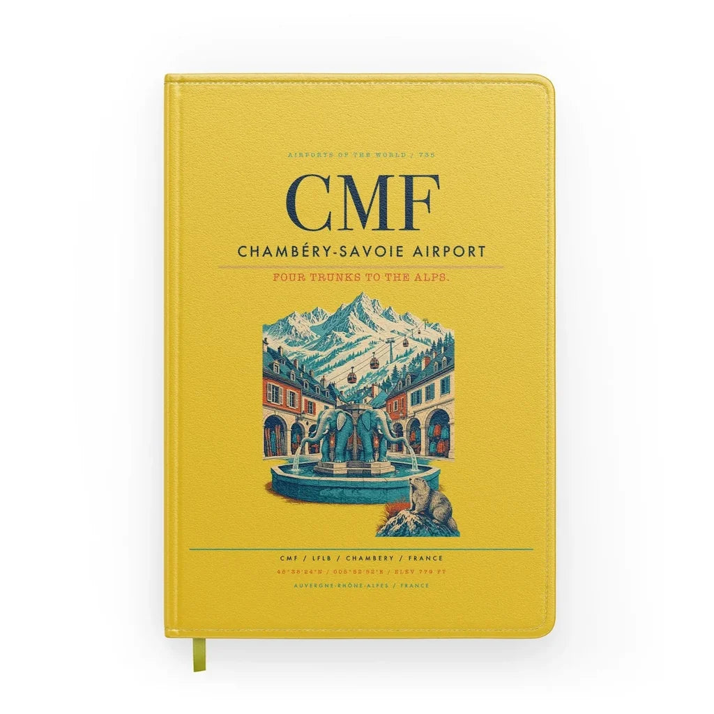 Chambéry-Savoie Airport (CMF) design on yellow notebook