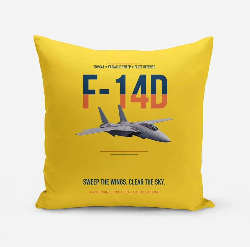 F-14D Tomcat Sweep The Wings Clear The Sky design on yellow pillow