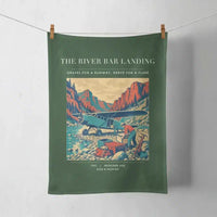 Thumbnail for VINTAGE G4193 - The River Bar Landing - Designed Towels design on darkgreen