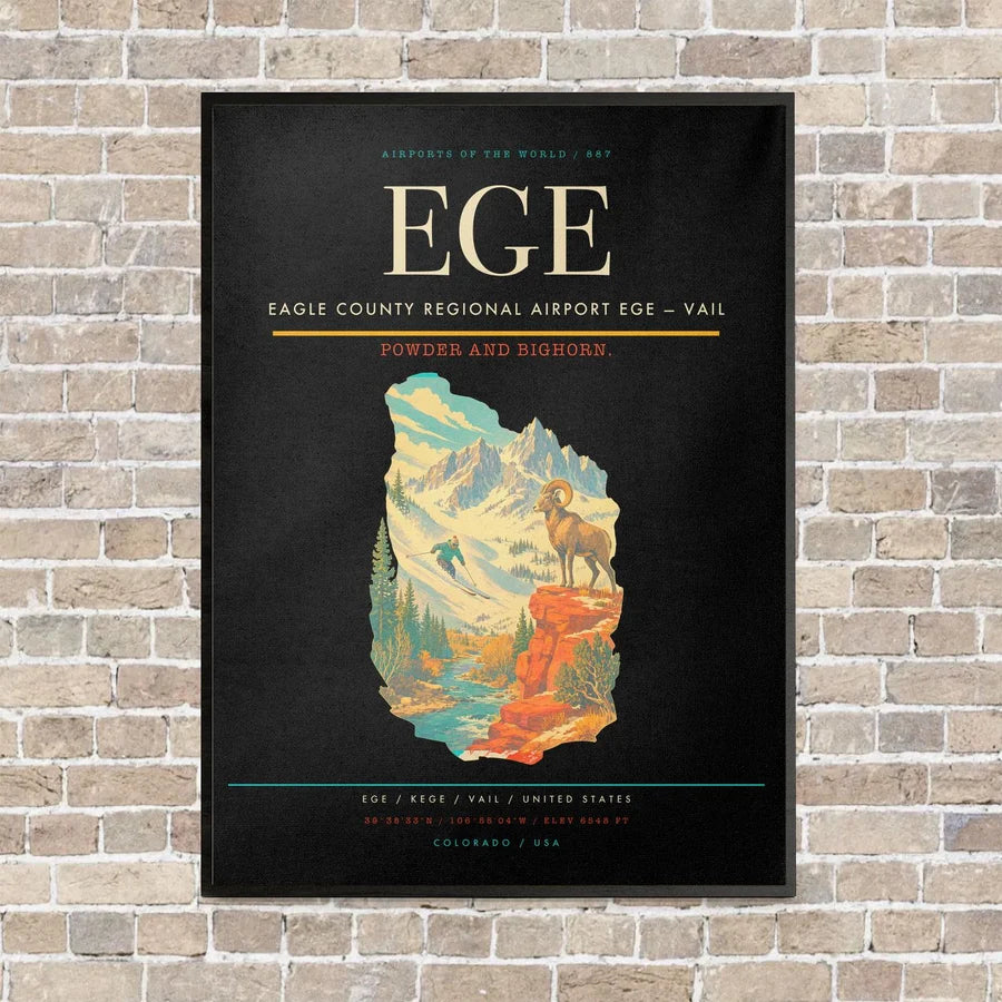 Eagle County Regional Airport EGE — Vail vertical canvas print - framed - black background