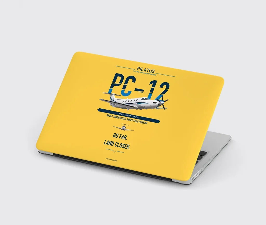Pilatus PC-12 PRO design on yellow MacBook case