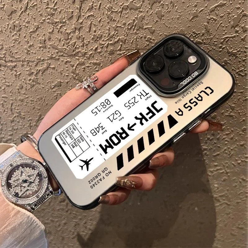 Plane Ticket Label Diagonal Laser iPhone Case - view 4