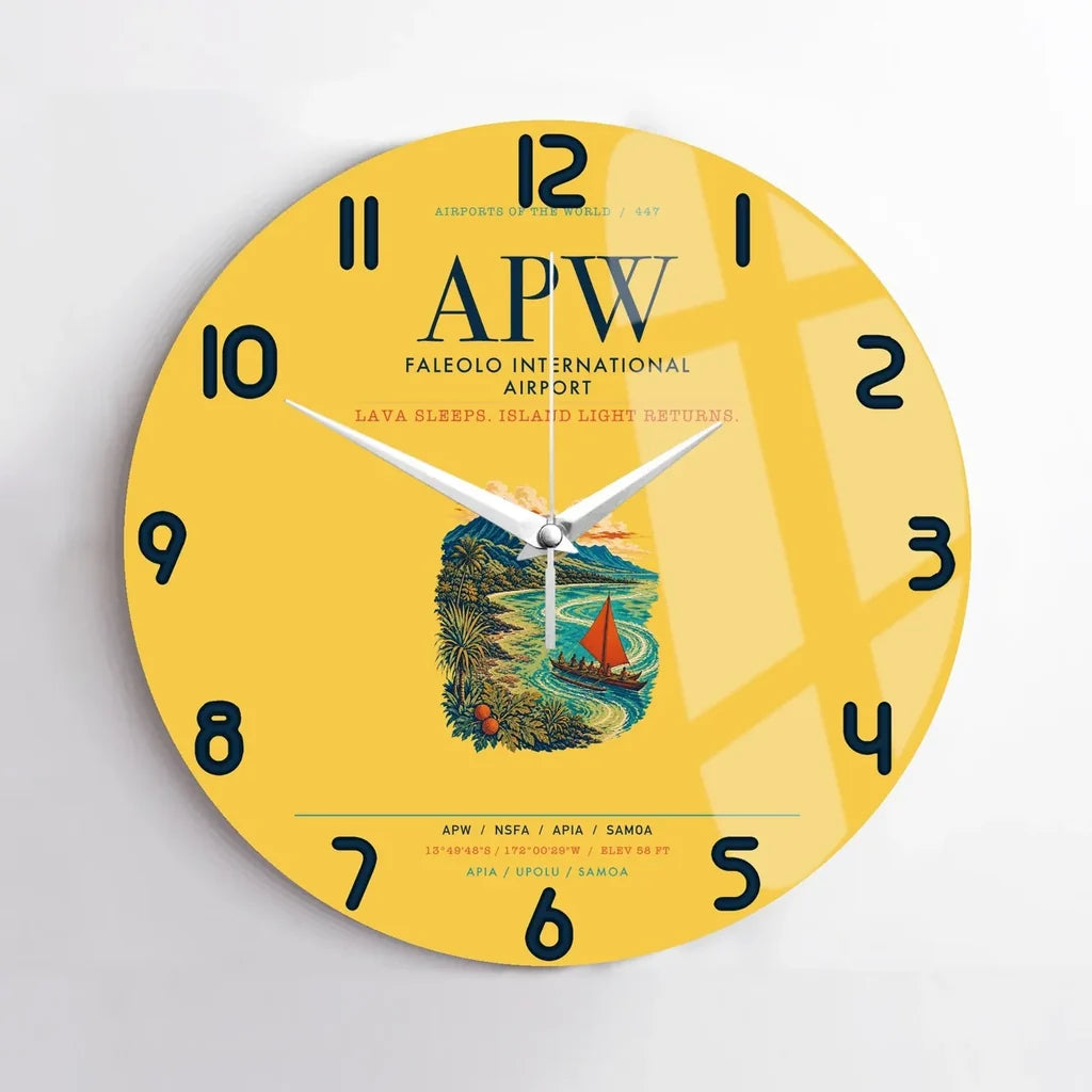 Faleolo International Airport (APW) design on yellow no frame wall clock