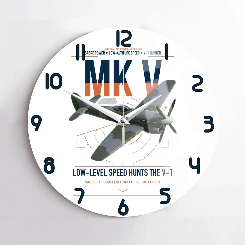 Hawker Tempest Mk V design on white no frame wall clock