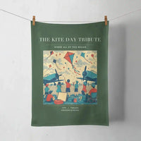 Thumbnail for VINTAGE G4434 - The Kite Day Tribute - Designed Towels design on darkgreen