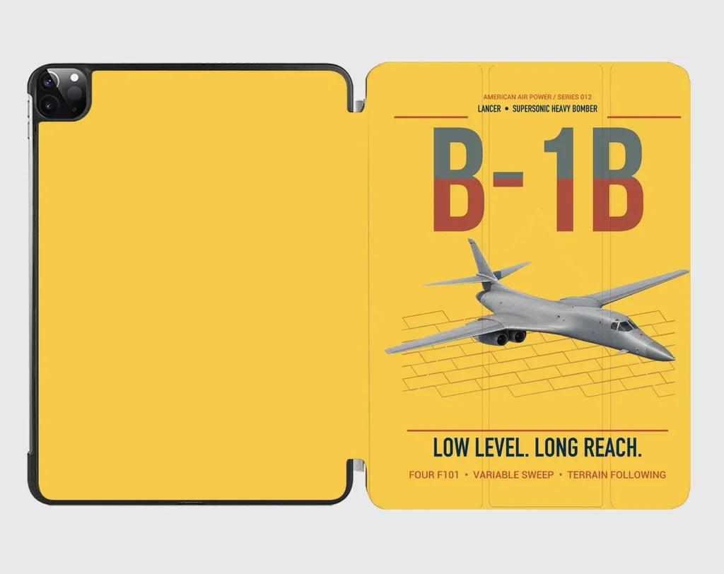 B-1B Lancer design on yellow ipad tablet case