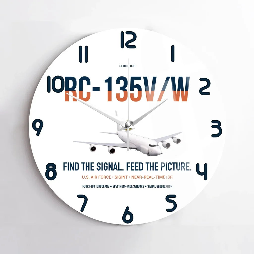 RC-135V W Rivet Joint design on white no frame wall clock