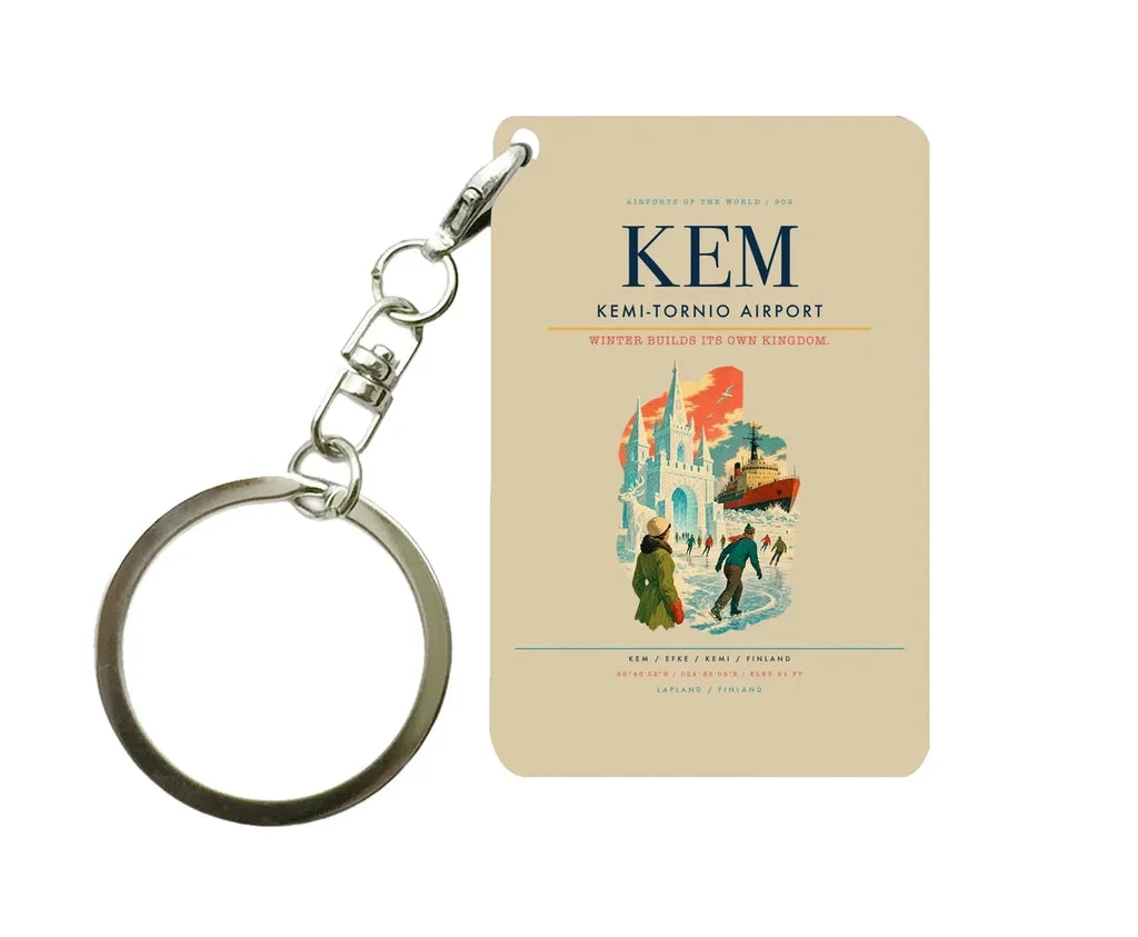 Kemi-Tornio Airport (KEM) design on beige key chain