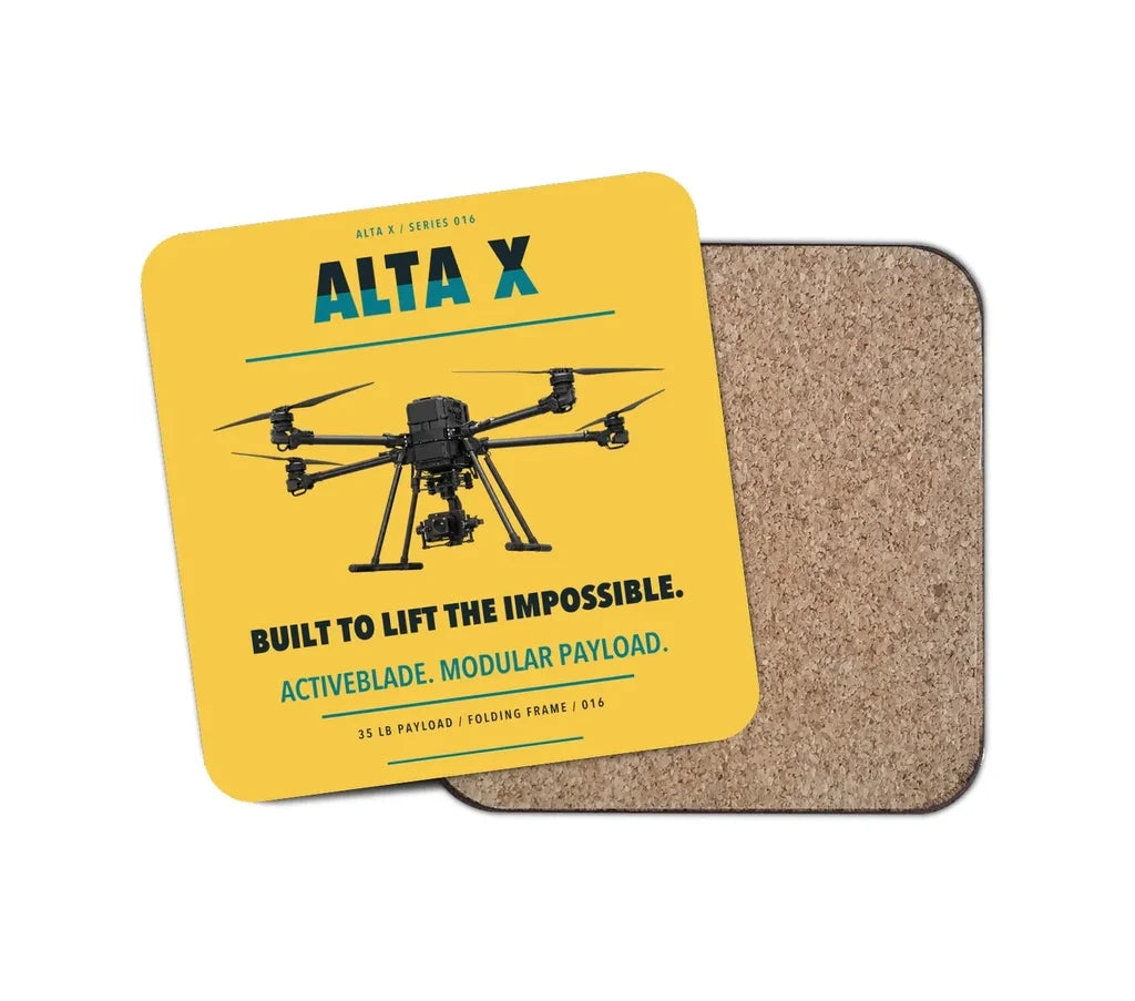 Freefly Alta X design on yellow 1 piece coaster