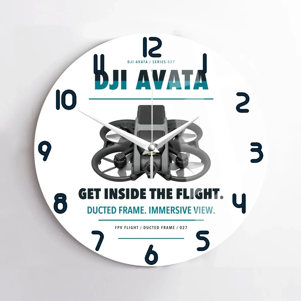 DJI Avata design on white no frame wall clock