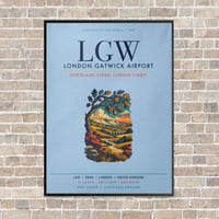 Thumbnail for London Gatwick Airport LGW vertical canvas print - framed - light blue background