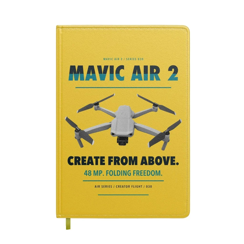 DJI Mavic Air 2 design on yellow notebook
