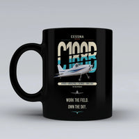 Thumbnail for Cessna A188B AgTruck design on black ceramic mug, double-side print