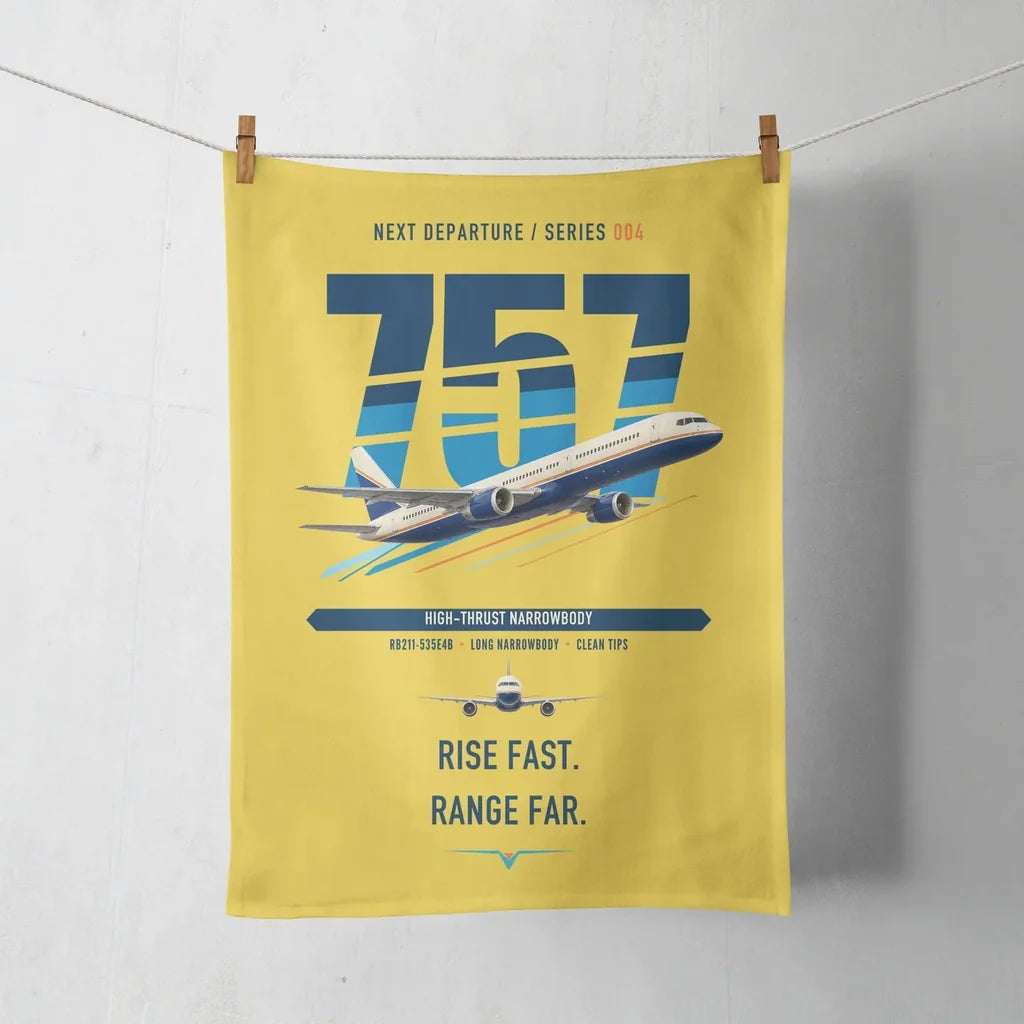 Boeing 757-200 design on yellow towel