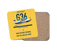 Thumbnail for Beechcraft Bonanza G36 design on yellow 1 piece coaster