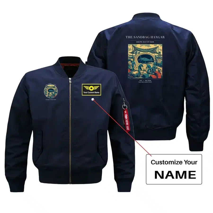 VINTAGE G4505 - The Sandbag Hangar - Bomber Jacket design on blue+name