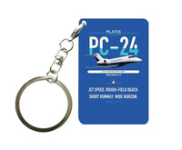 Thumbnail for Pilatus PC-24 design on blue designed key chain, double-side print