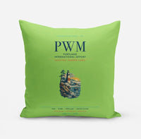 Thumbnail for Portland International Jetport (PWM) design on light green pillow
