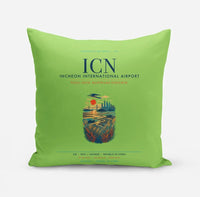 Thumbnail for Incheon International Airport (ICN) design on light green pillow