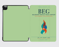 Thumbnail for Belgrade Nikola Tesla Airport (BEG) design on light green ipad tablet case