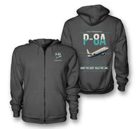 Thumbnail for P-8A Poseidon design on dark gray premium zipped hoodie, double-side print
