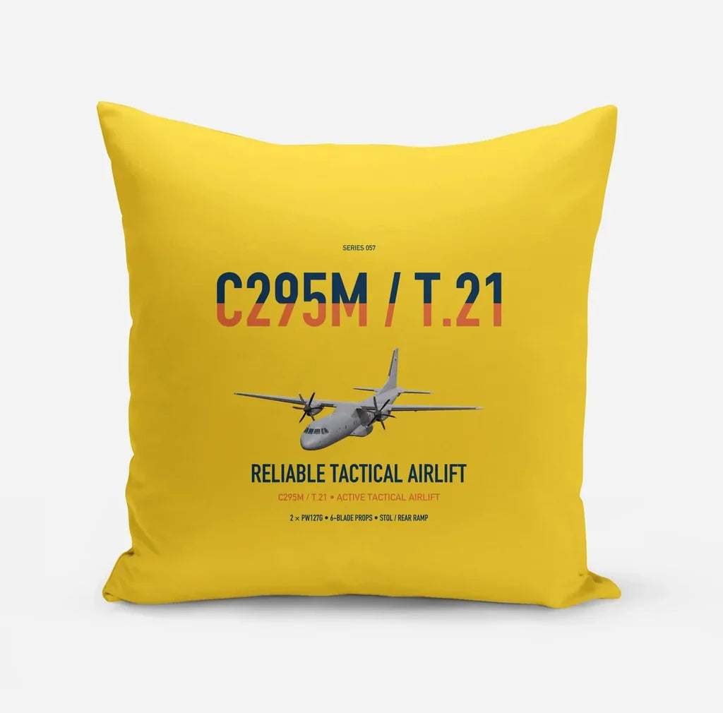 Airbus C295M T.21 design on yellow pillow