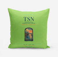 Thumbnail for Tianjin Binhai International Airport (TSN) design on light green pillow