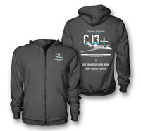 Thumbnail for Cessna Citation CJ3+ design on dark gray premium zipped hoodie, double-side print