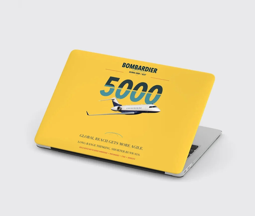 Bombardier Global 5000 design on yellow MacBook case