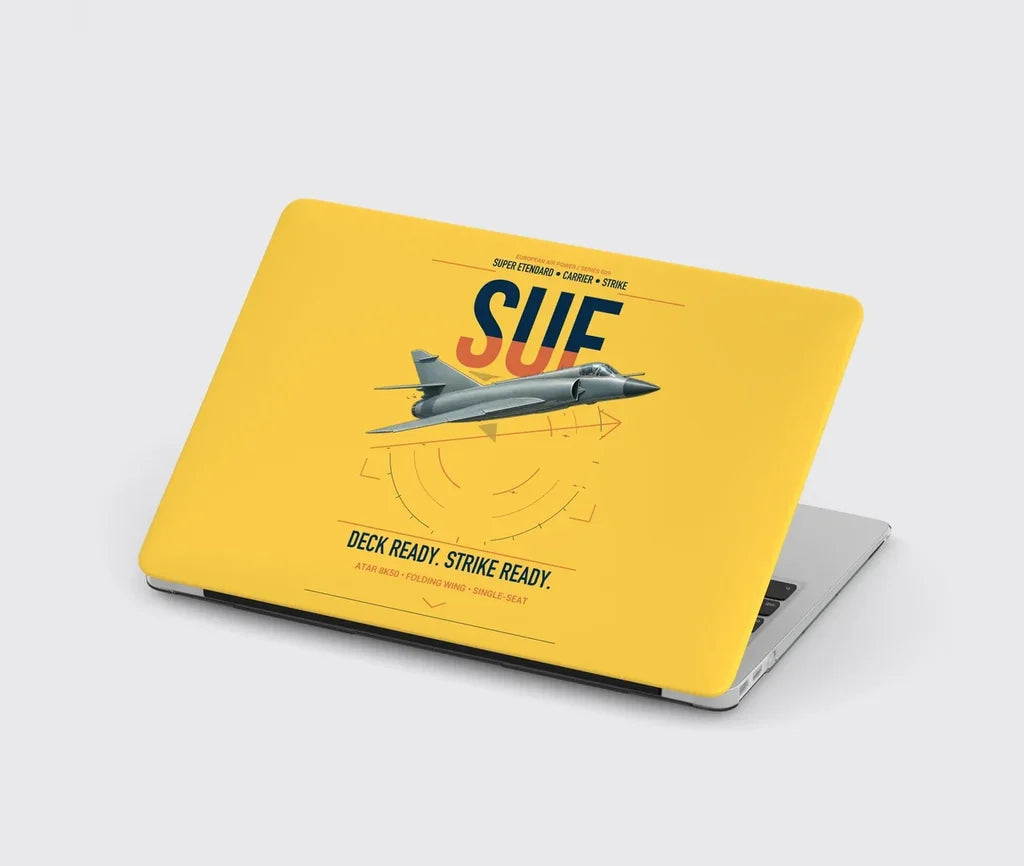 Dassault Super Étendard design on yellow MacBook case