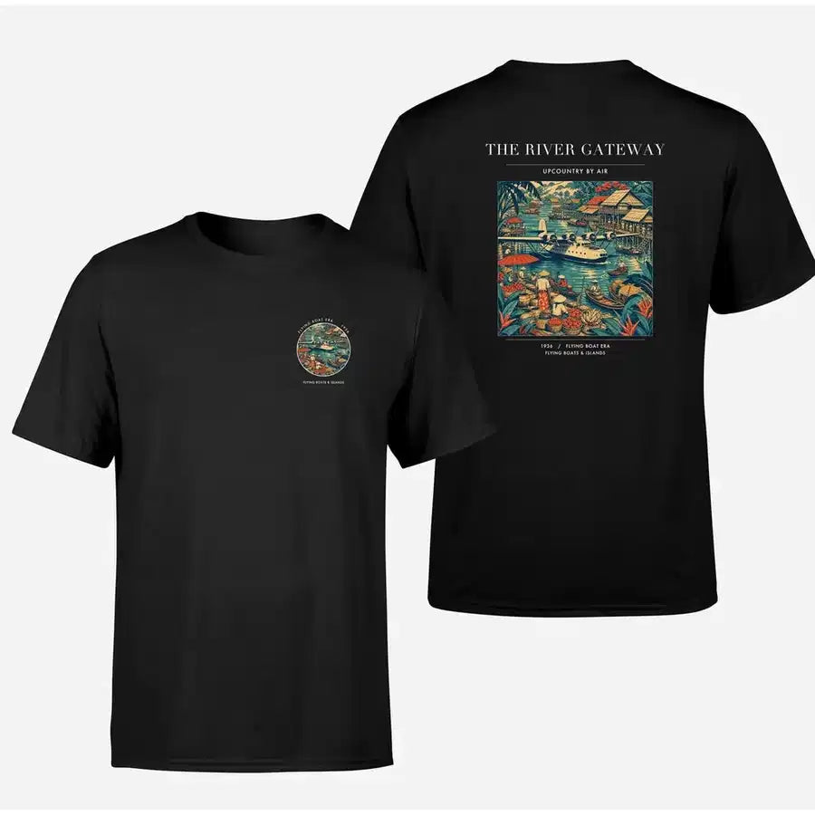 VINTAGE G4066 - The River Gateway - Double-Side T-Shirt design on black double side t shirt