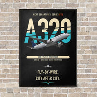 Thumbnail for Airbus A320 vertical canvas print - framed - black background