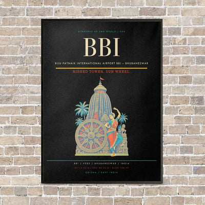 Biju Patnaik International Airport BBI — Bhubaneswar vertical canvas print - framed - black background