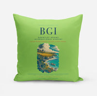 Thumbnail for Grantley Adams International Airport (BGI) design on light green pillow