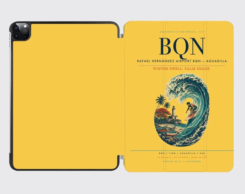 Rafael Hernández Airport (BQN) design on yellow ipad tablet case
