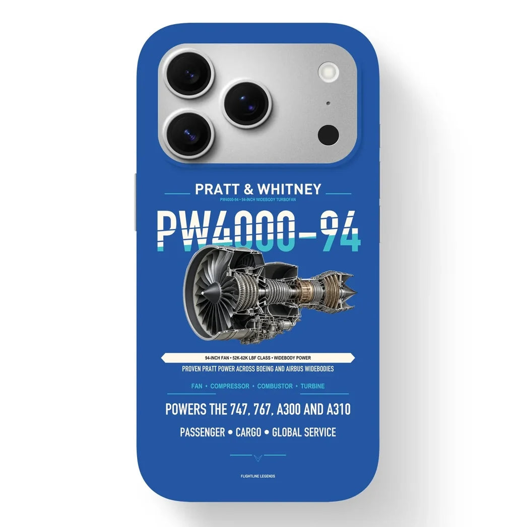 PW4000-94 Case design on blue iphone case