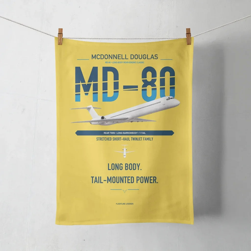 McDonnell Douglas MD-80 design on yellow towel