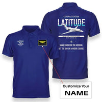 Thumbnail for Cessna Citation Latitude design on blue+name double-side polo t-shirt, double-side print