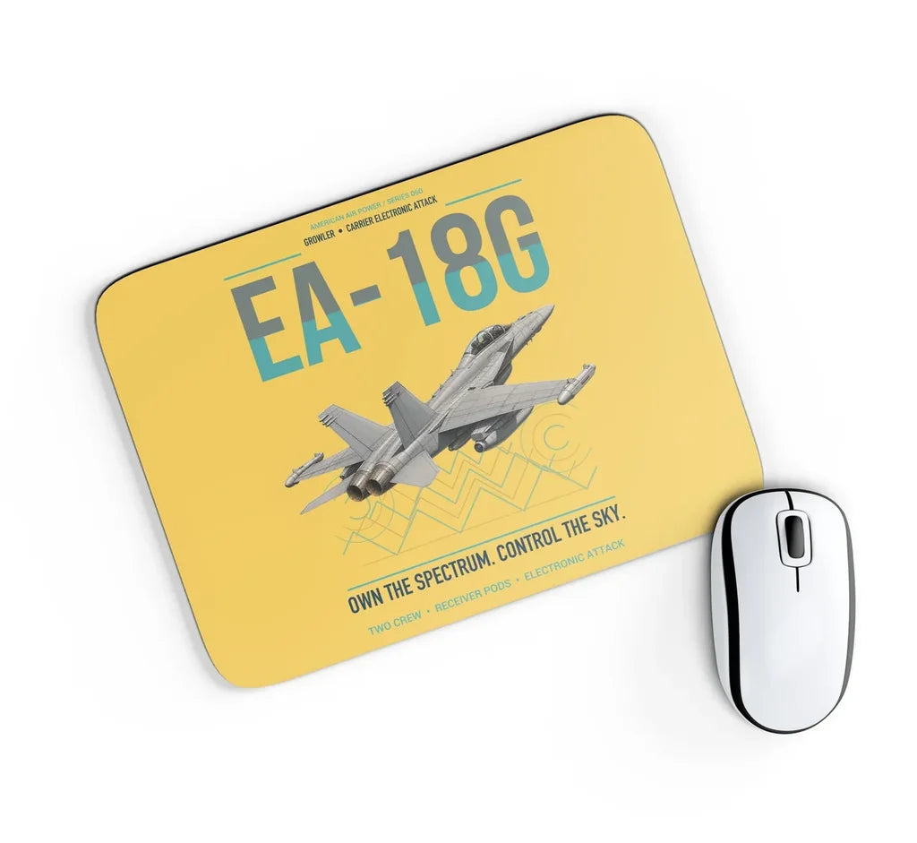 EA-18G Growler design on yellow rectangle mouse pad