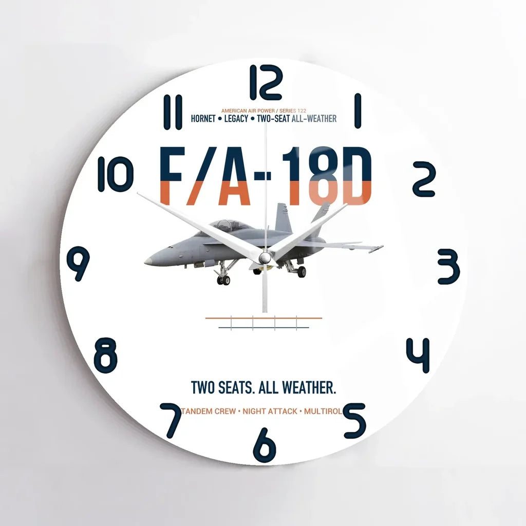 F-A-18D Hornet Two Seats All Weather design on white no frame wall clock