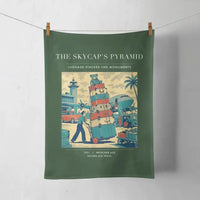 Thumbnail for VINTAGE G4379 - The Skycap's Pyramid - Designed Towels design on darkgreen