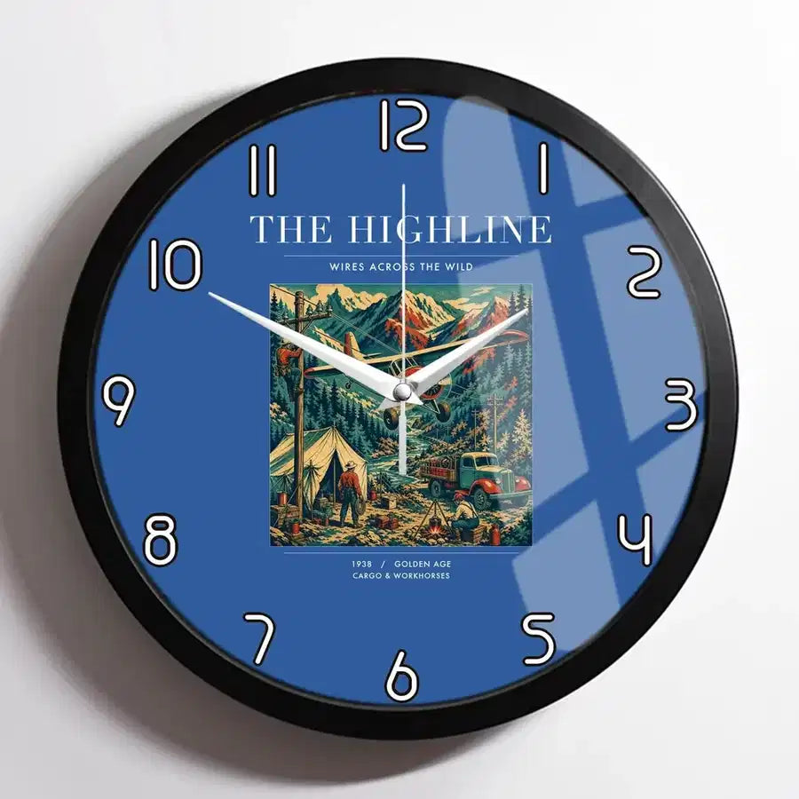 VINTAGE G4051 - The Highline - Designed Wall Clocks design on blue framed