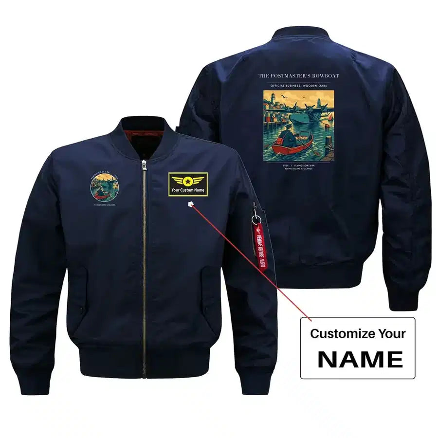 VINTAGE G4278 - The Postmaster's Rowboat - Bomber Jacket design on blue+name