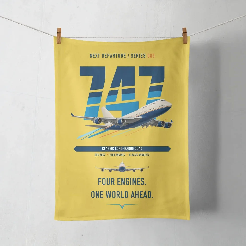 Boeing 747-400 design on yellow towel