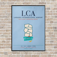 Thumbnail for Larnaka International Airport LCA vertical canvas print - framed - light blue background