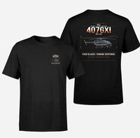 Thumbnail for Bell 407GXi design on black t-shirt, double-side print