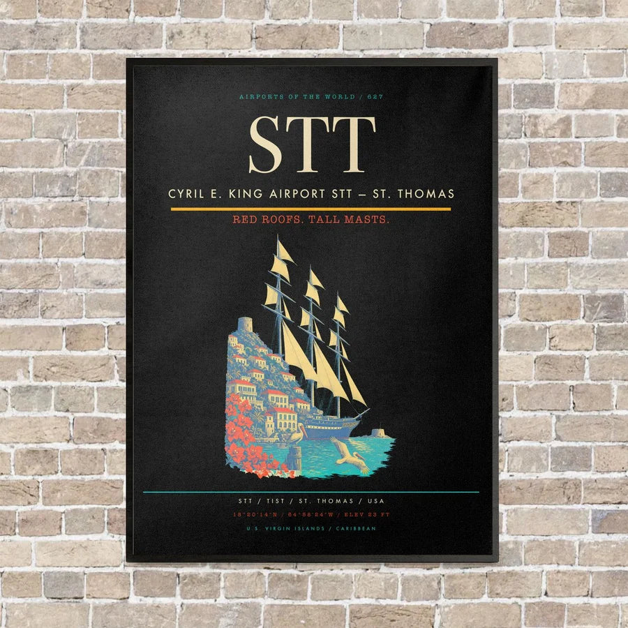 Cyril E. King Airport STT — St. Thomas vertical canvas print - framed - black background