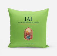 Thumbnail for Jaipur International Airport (JAI) design on light green pillow