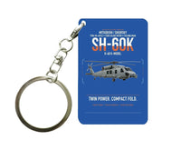 Thumbnail for Mitsubishi Sikorsky SH-60K design on blue designed key chain, double-side print